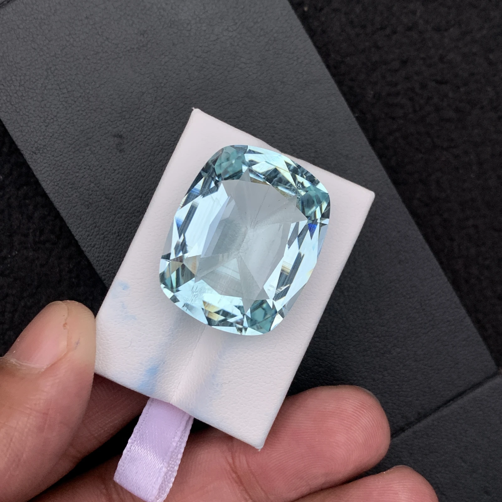 Natural Greenish Blue Aquamarine 55.59 Carat Faceted Cushion Shape Loose Gemstone