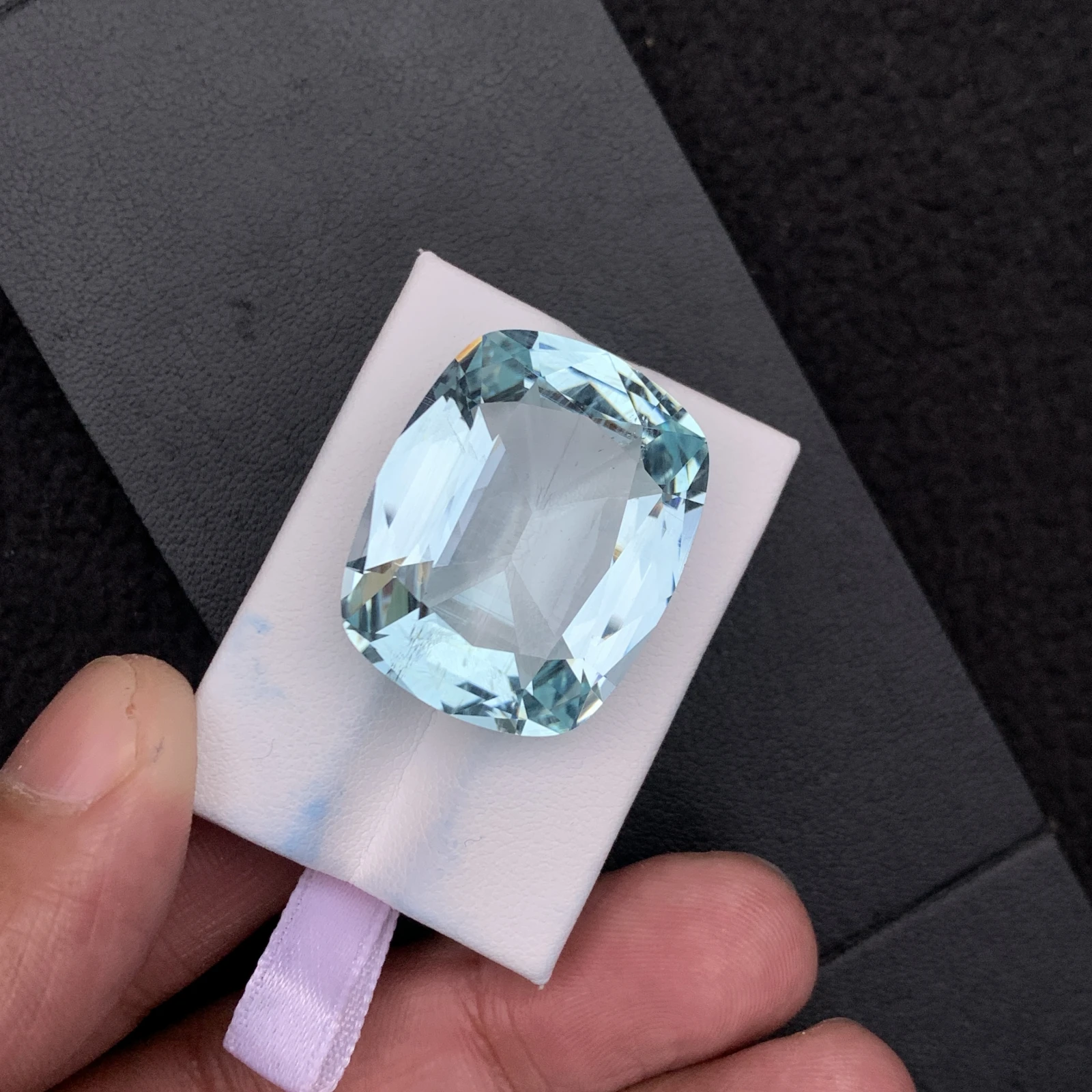 Natural Greenish Blue Aquamarine 55.59 Carat Faceted Cushion Shape Loose Gemstone