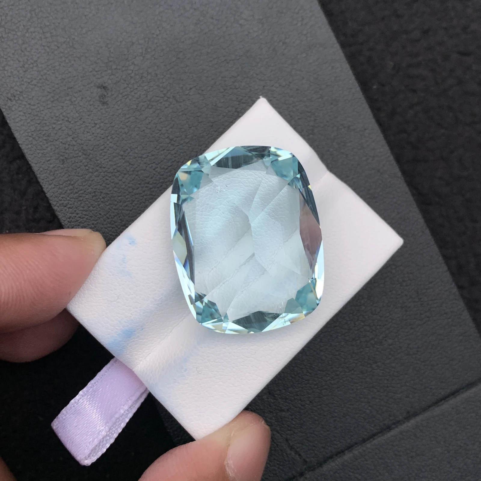 Natural Greenish Blue Aquamarine 55.59 Carat Faceted Cushion Shape Loose Gemstone