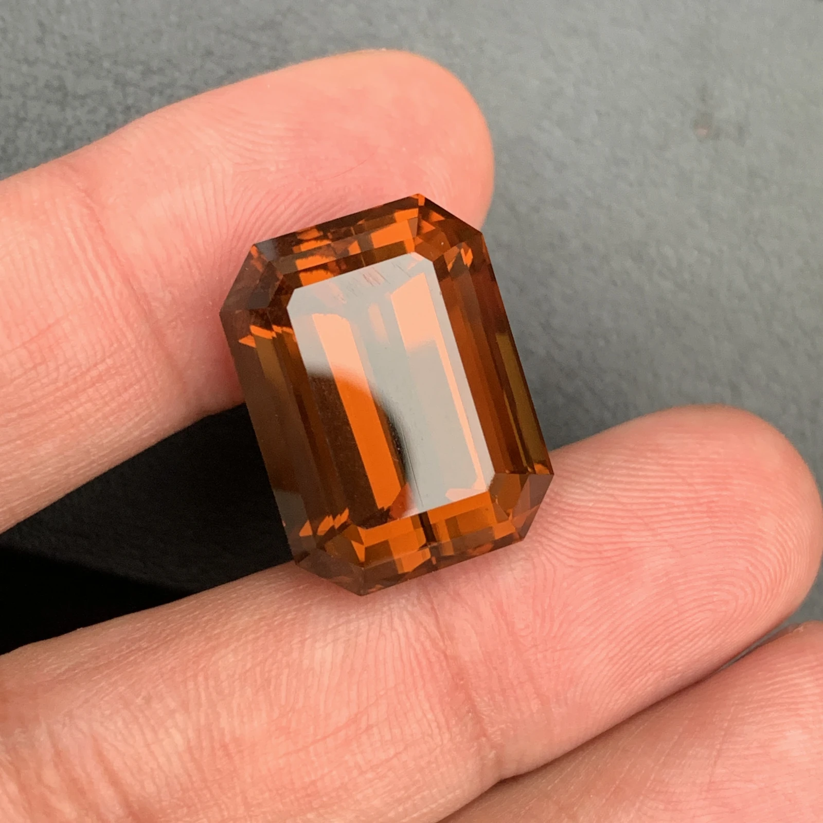 Natural Emerald Cut Citrine Gemstone 34.70 Carat Amber Color Crystal