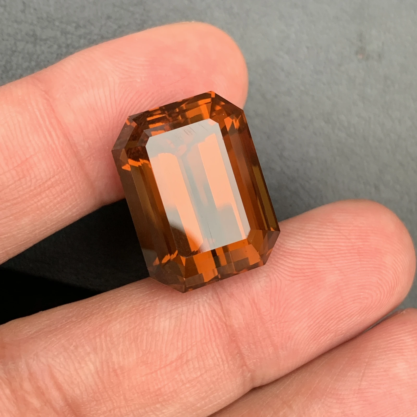 Natural Emerald Cut Citrine Gemstone 34.70 Carat Amber Color Crystal