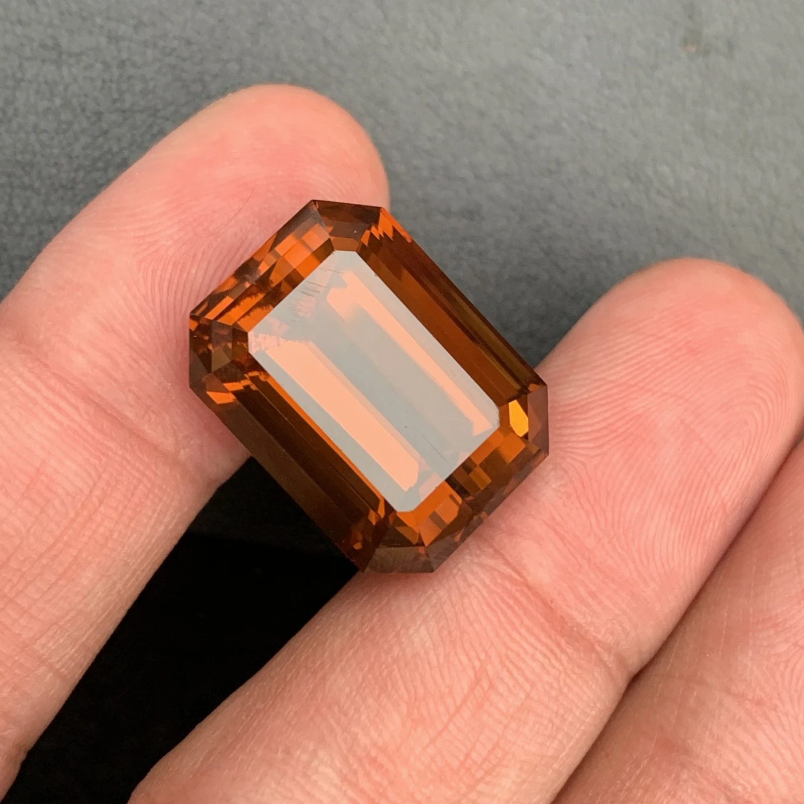 Natural Emerald Cut Citrine Gemstone 34.70 Carat Amber Color Crystal