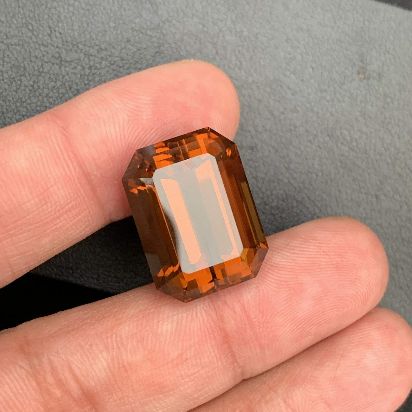 Natural Emerald Cut Citrine Gemstone 34.70 Carat Amber Color Crystal