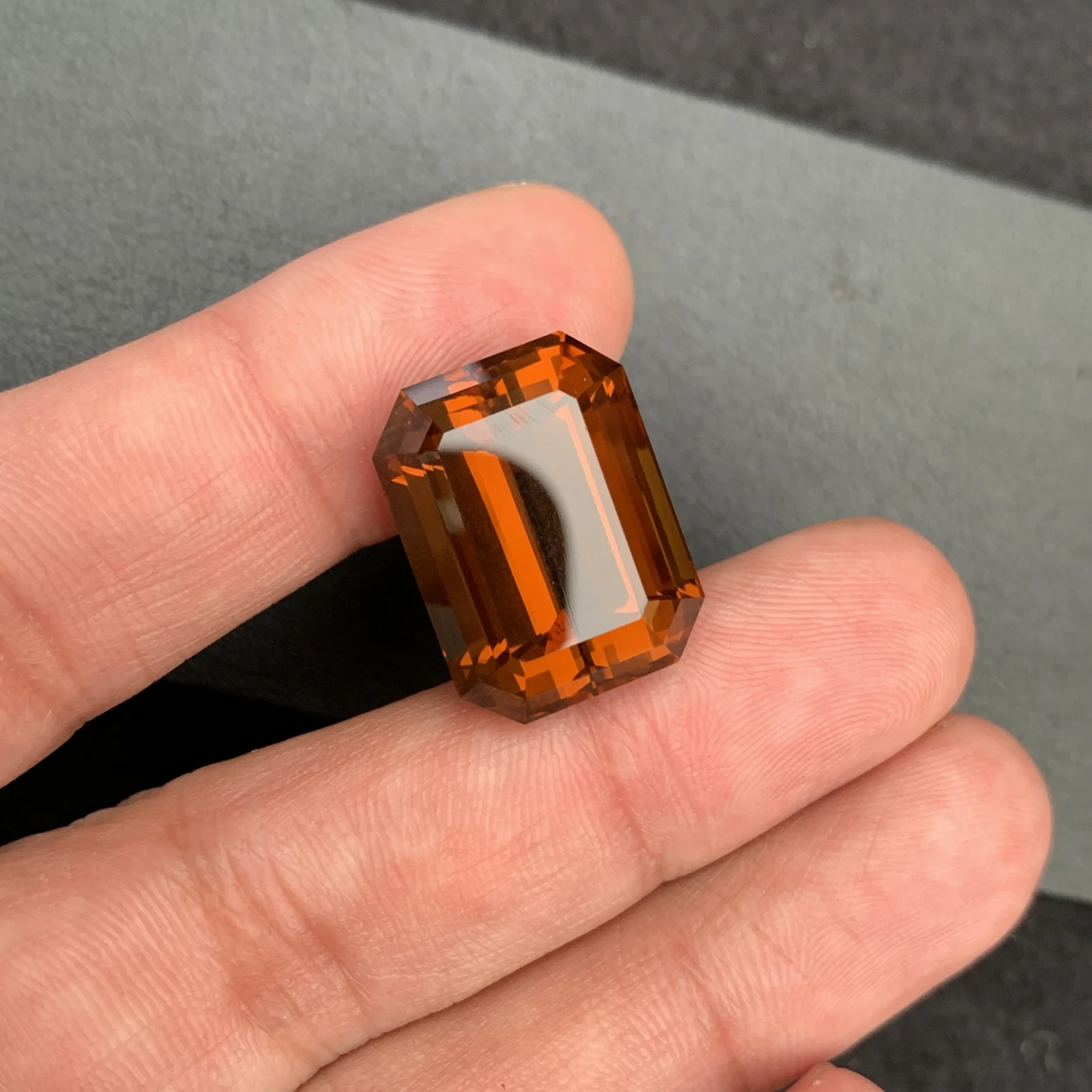 Natural Emerald Cut Citrine Gemstone 34.70 Carat Amber Color Crystal