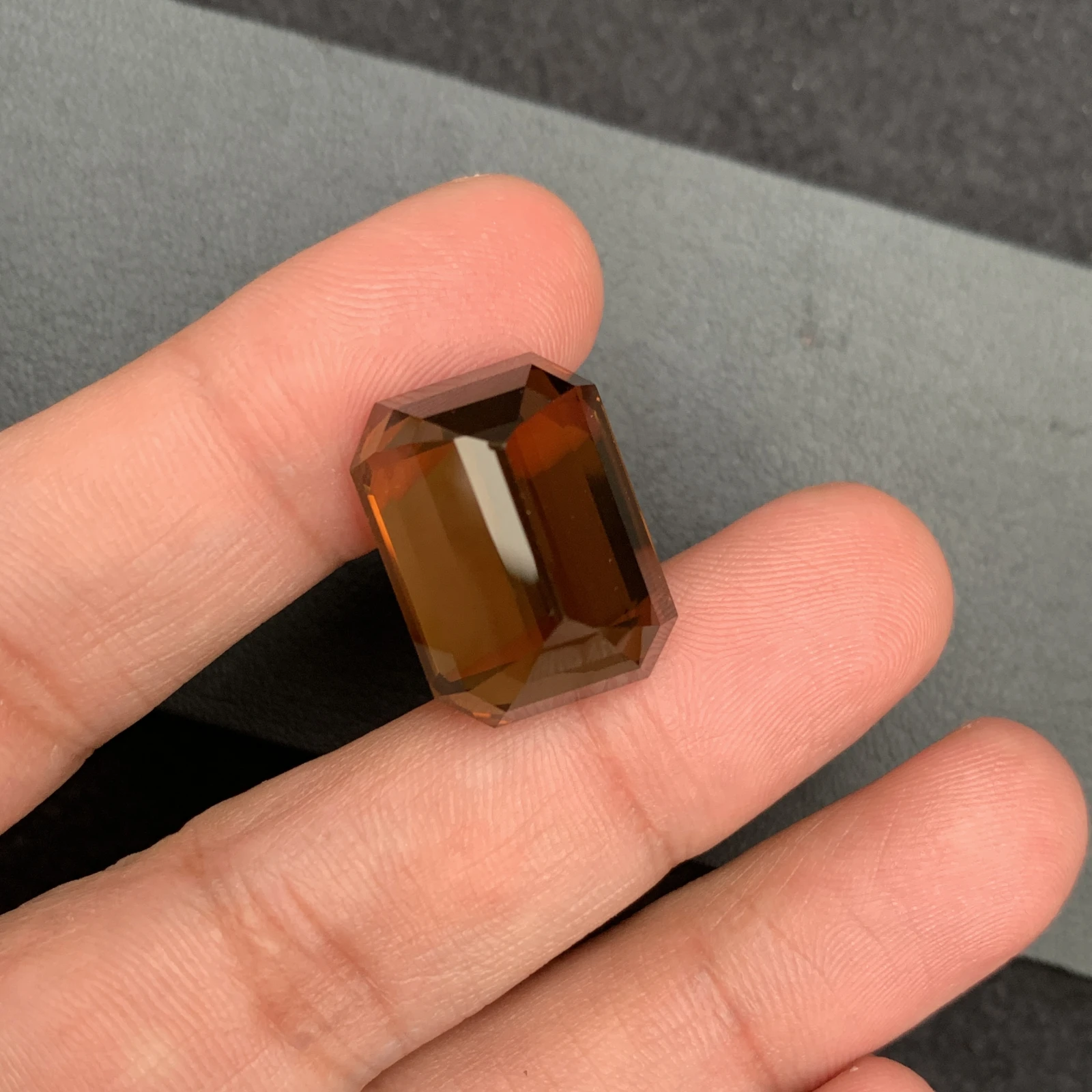 Natural Emerald Cut Citrine Gemstone 34.70 Carat Amber Color Crystal