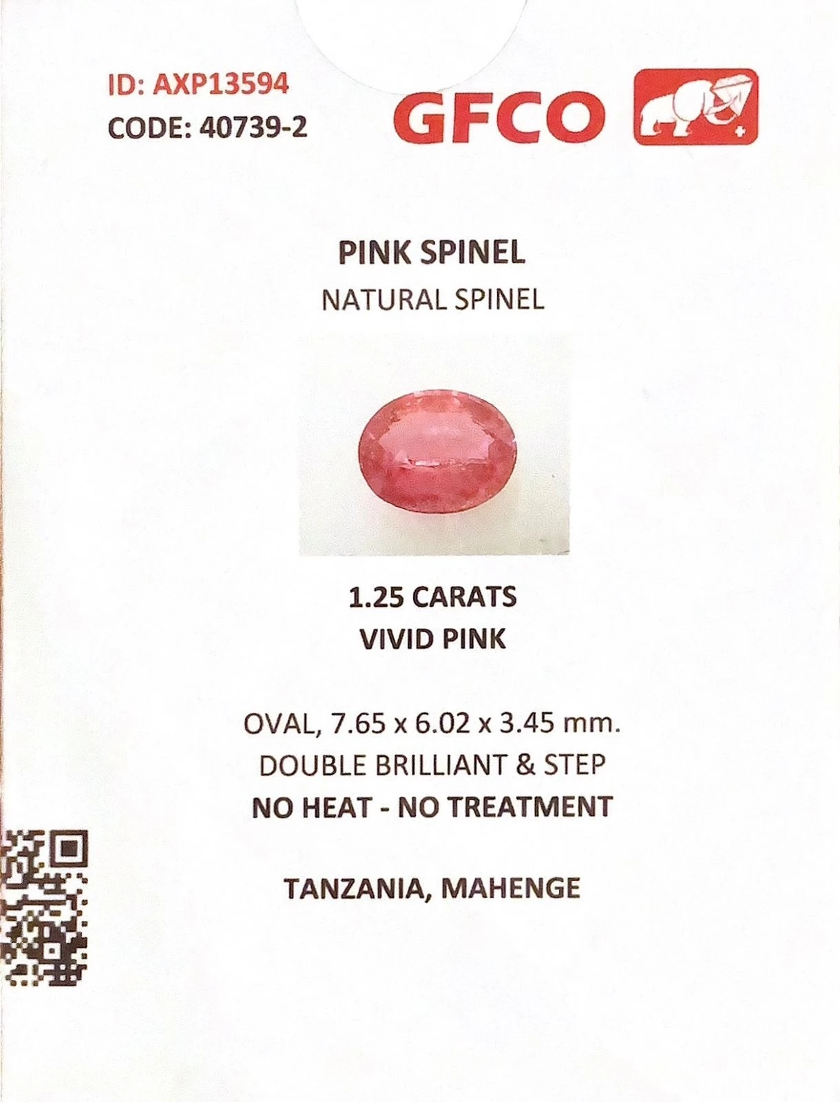 Natural Mahenge Spinel Vivid Pink 1.25 Carat Faceted Oval Shape Loose Gemstone