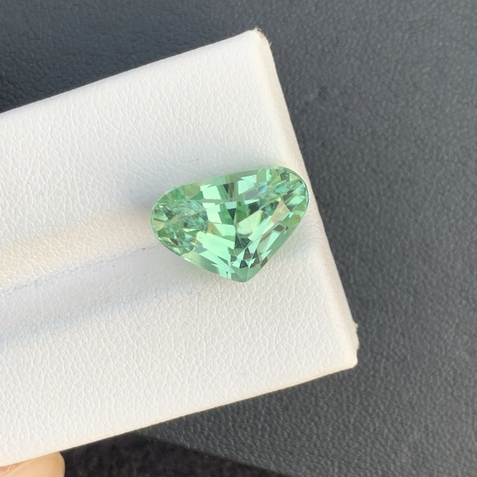 Natural Green Kunzite Radiated 8.95 Carat Faceted Fancy Shape Gemstone