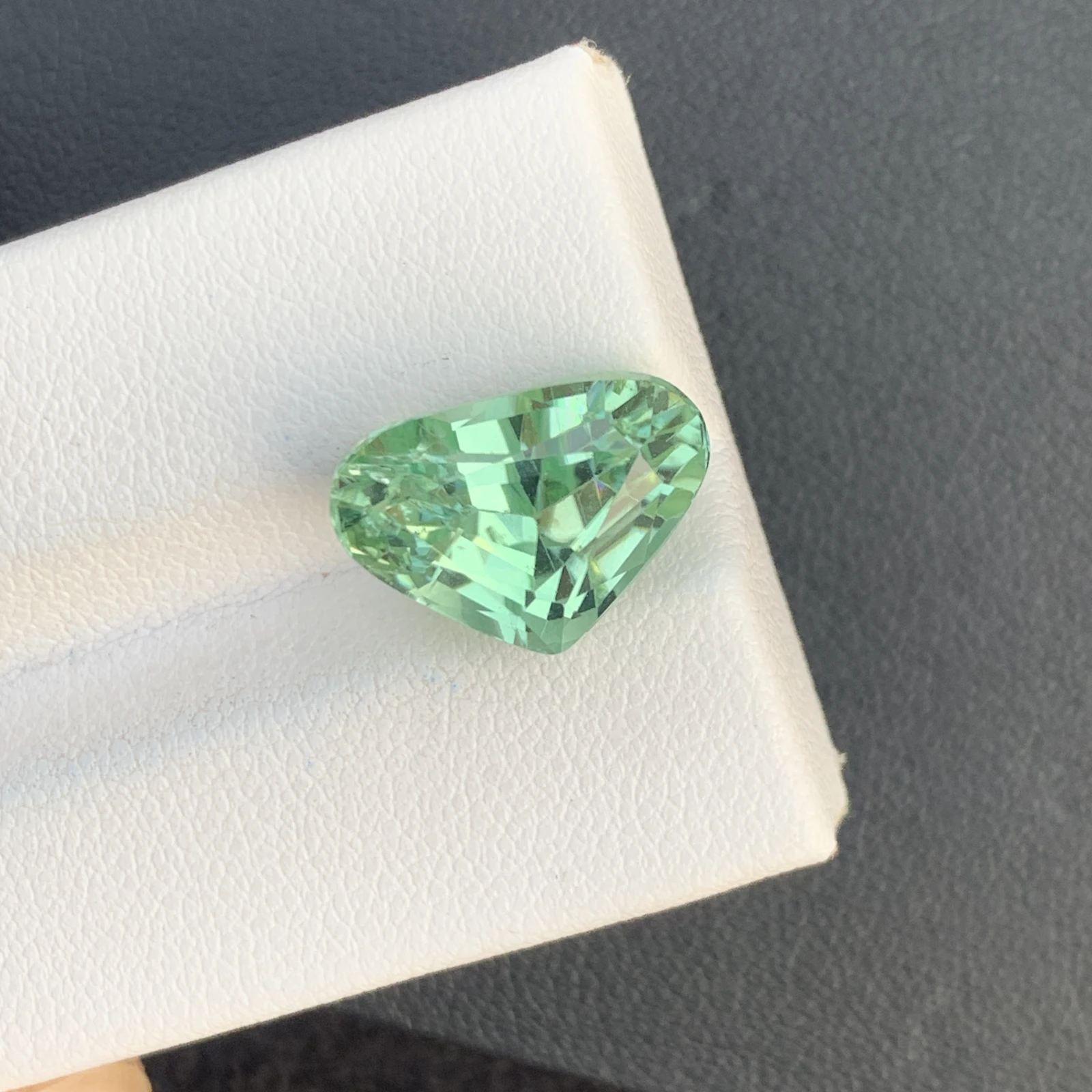 Natural Green Kunzite Radiated 8.95 Carat Faceted Fancy Shape Gemstone