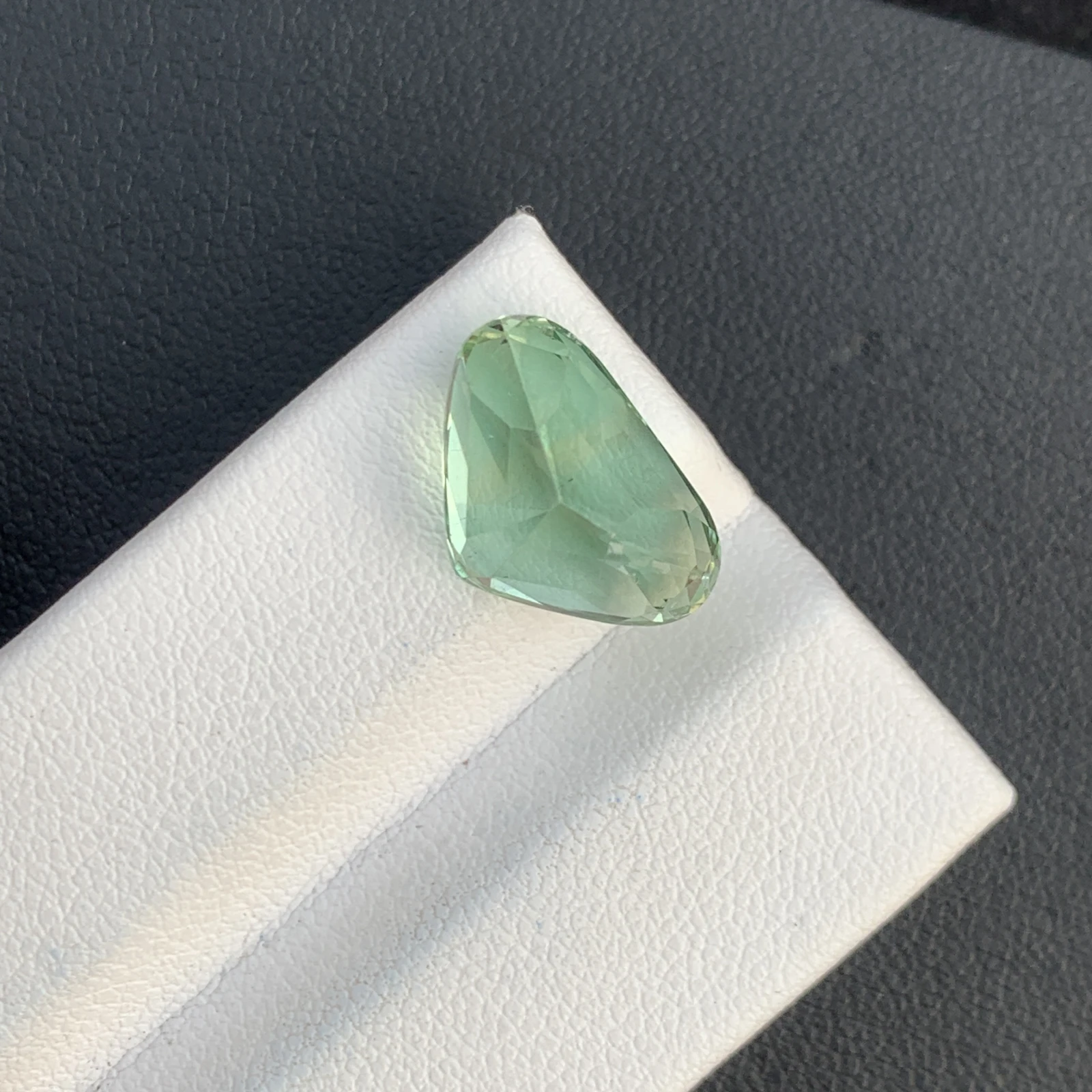 Natural Green Kunzite Radiated 8.95 Carat Faceted Fancy Shape Gemstone