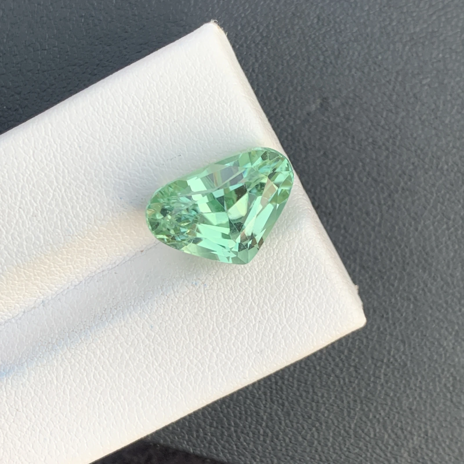 Natural Green Kunzite Radiated 8.95 Carat Faceted Fancy Shape Gemstone