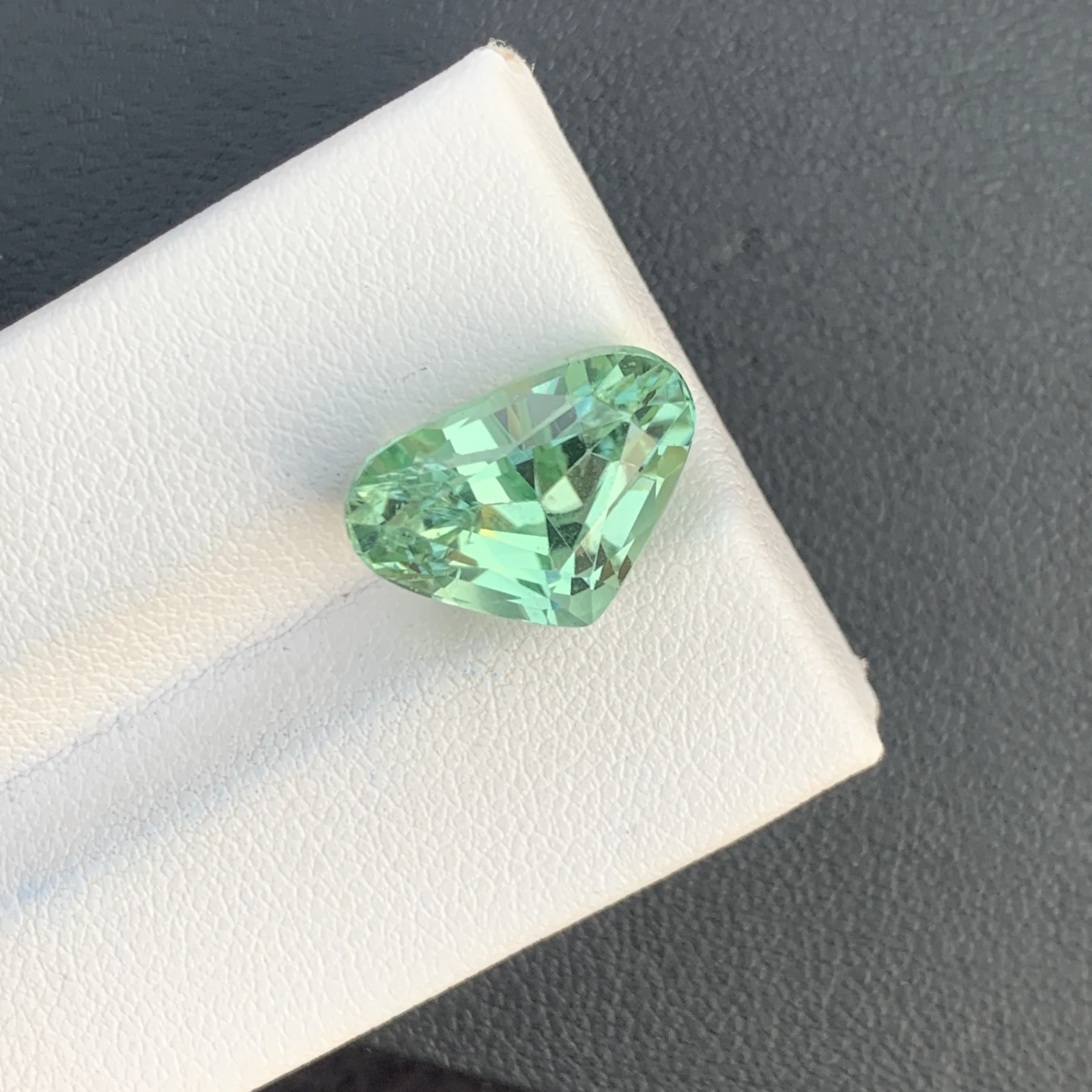 Natural Green Kunzite Radiated 8.95 Carat Faceted Fancy Shape Gemstone