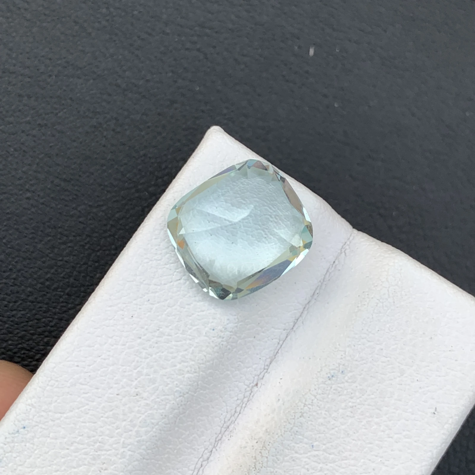 Natural Greenish Blue Aquamarine 5.65 Carat Faceted Cushion Shape Loose Gemstone For Jewelry Making