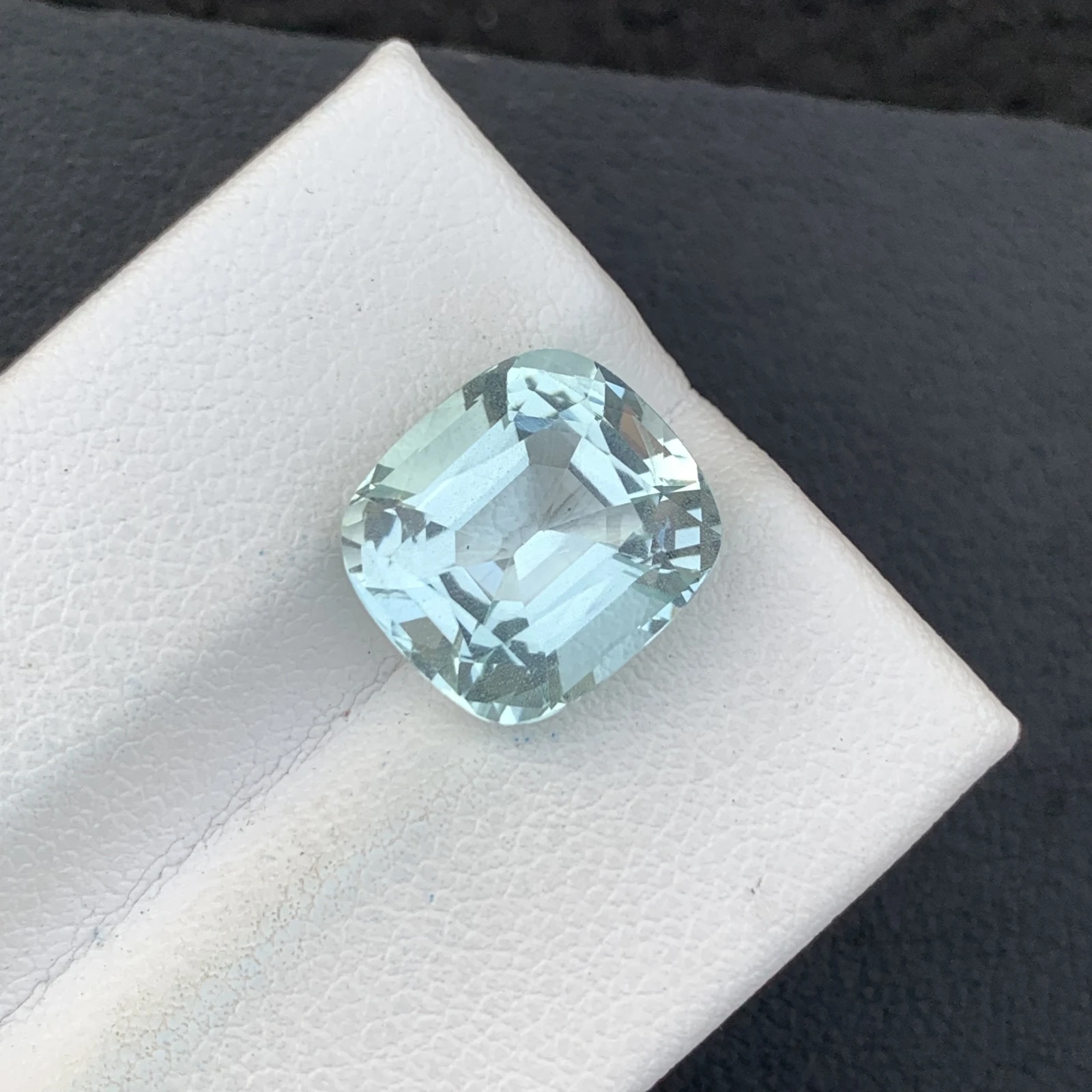 Natural Greenish Blue Aquamarine 5.65 Carat Faceted Cushion Shape Loose Gemstone For Jewelry Making
