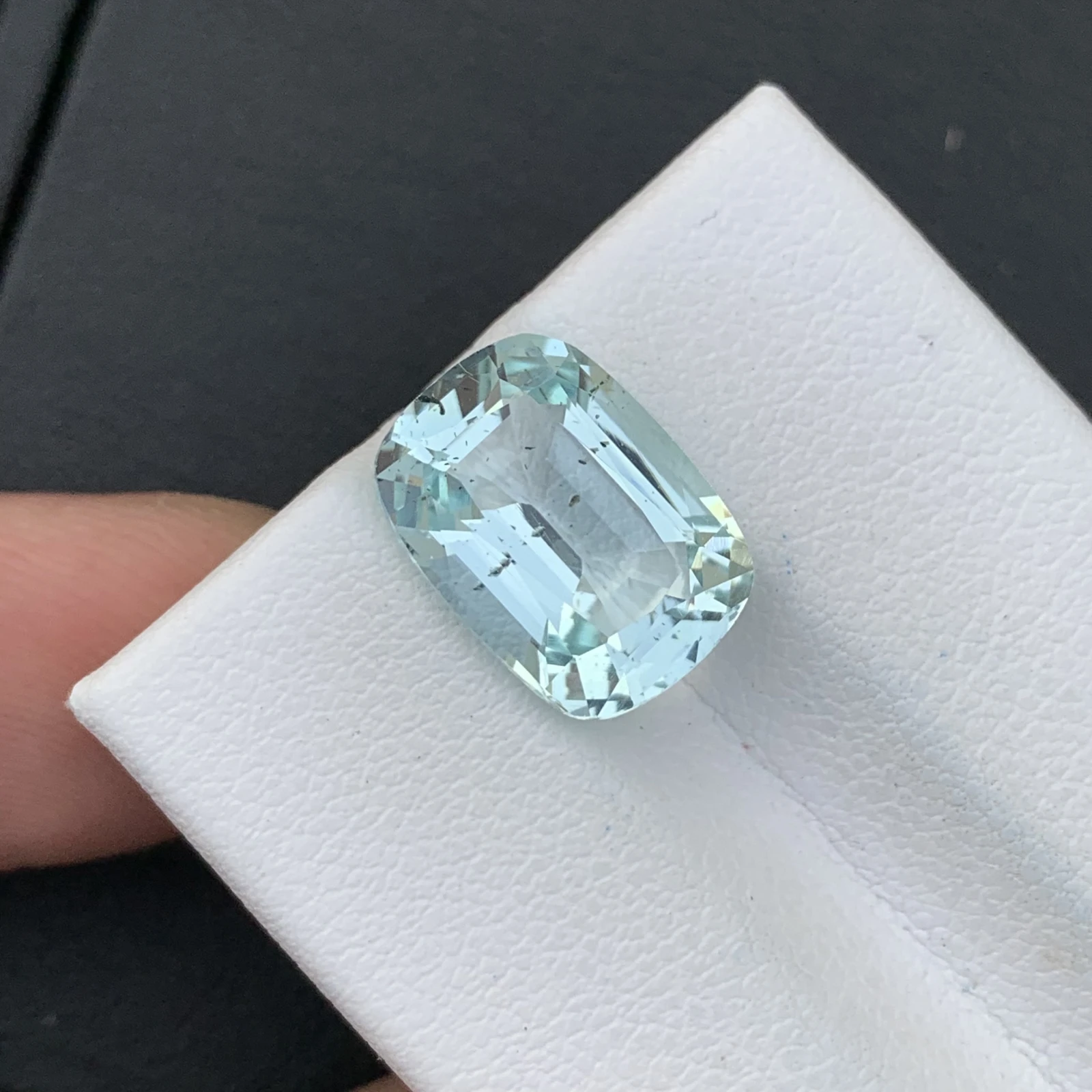 Natural Greenish Blue Aquamarine 5.64 Carat Skardu Pakistan Cushion Faceted Loose Gemstone