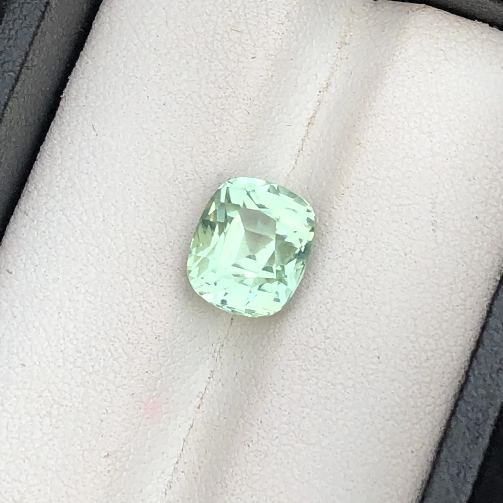 4.19 Ct Mint Green Tourmaline Gemstone: Faceted Cushion Cut, October Birthstone