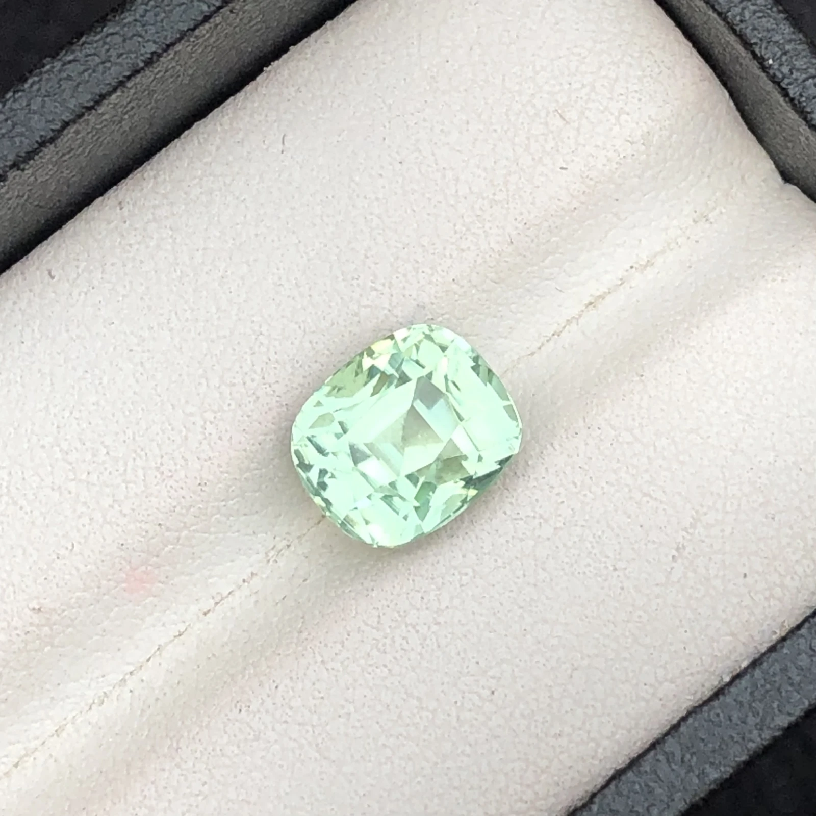 4.19 Ct Mint Green Tourmaline Gemstone: Faceted Cushion Cut, October Birthstone