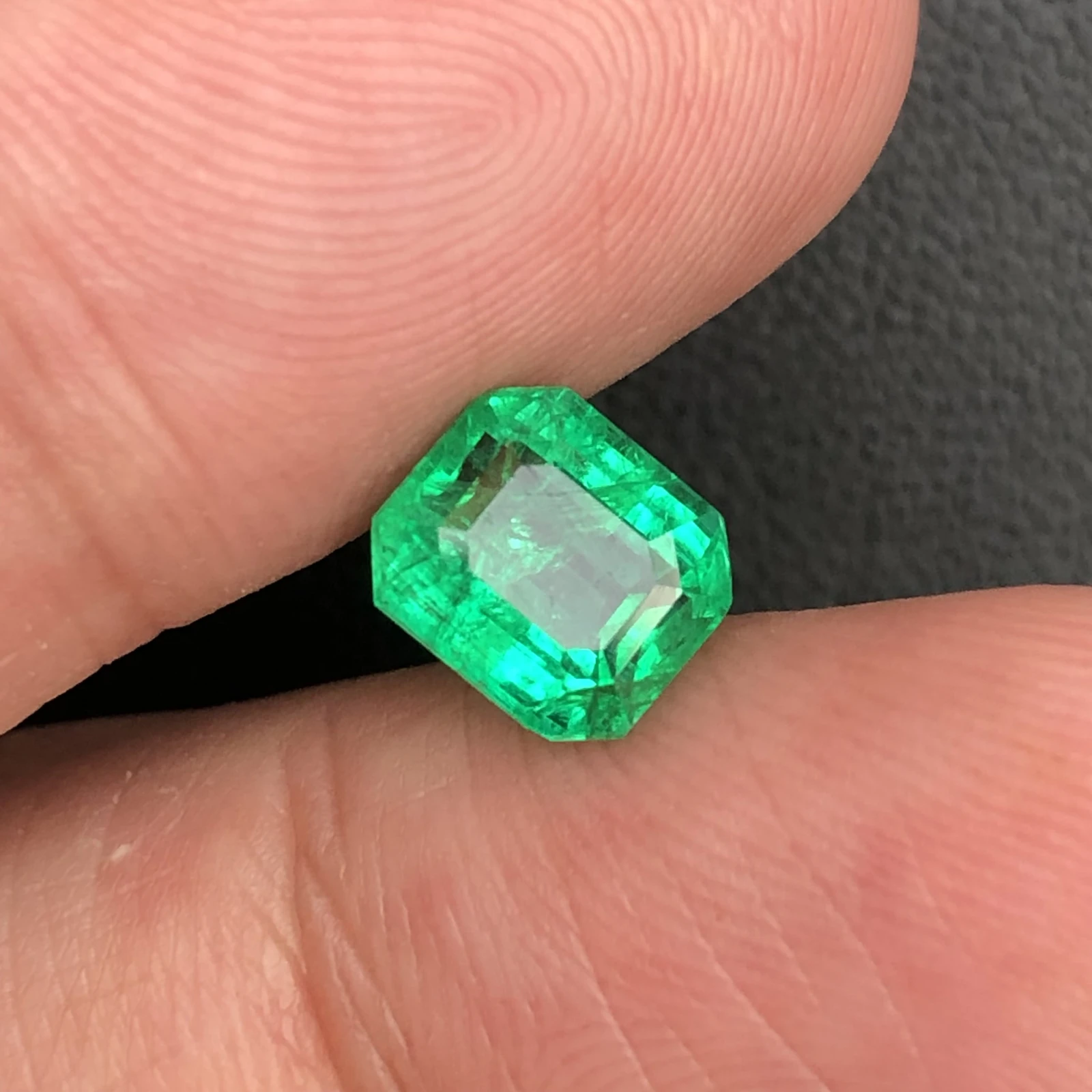 Panjshir Emerald Gemstone: Faceted Octagon, Vibrant Green, May Birthstone 1.99 Carat