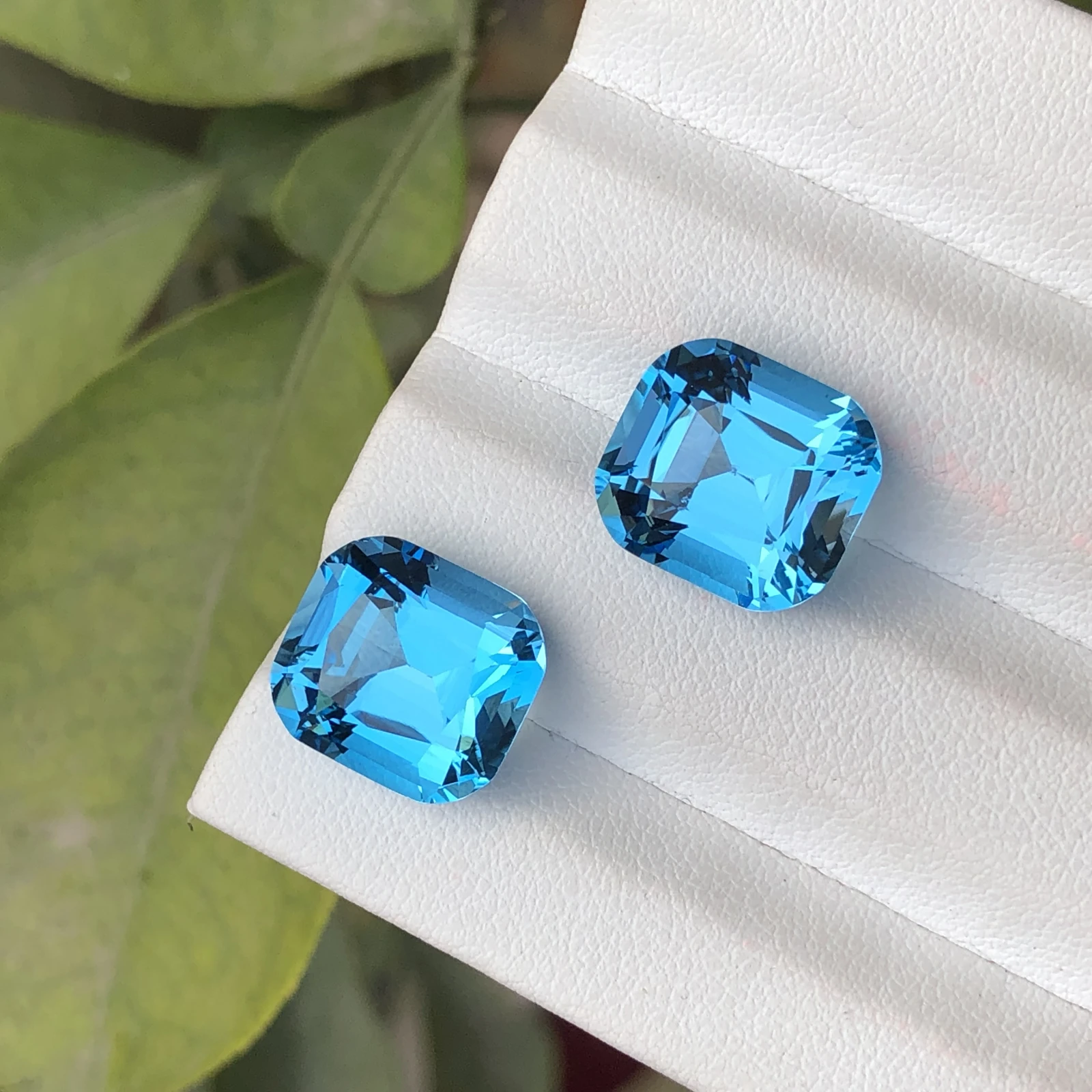 22.10ct Natural Swiss Blue Pair Cushion Shape Loose Gemstone