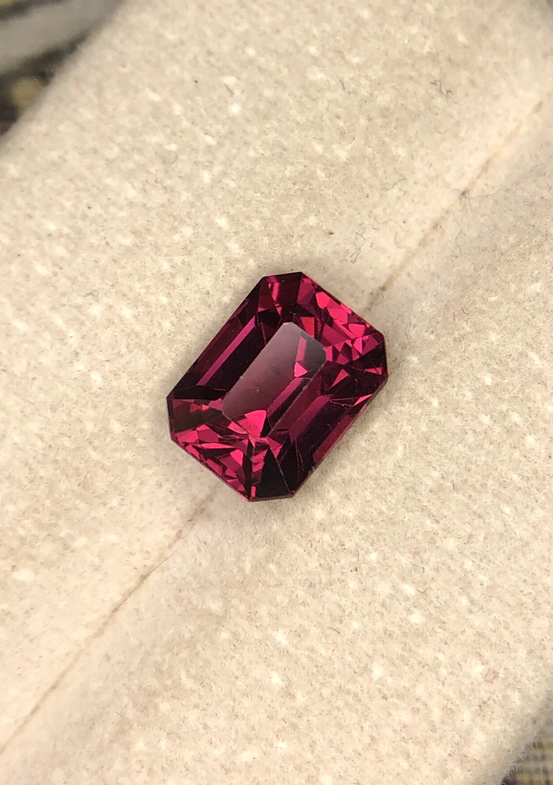 2.05ct Cherry Red Garnet in Emerald Cut from Tanzania