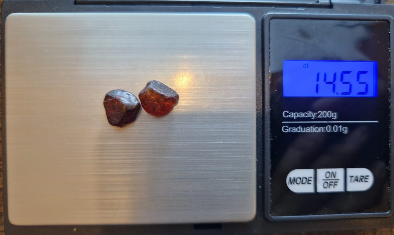 14.55 ct Mandarin Spessartite Garnet Pair Facet Rough from Nigeria