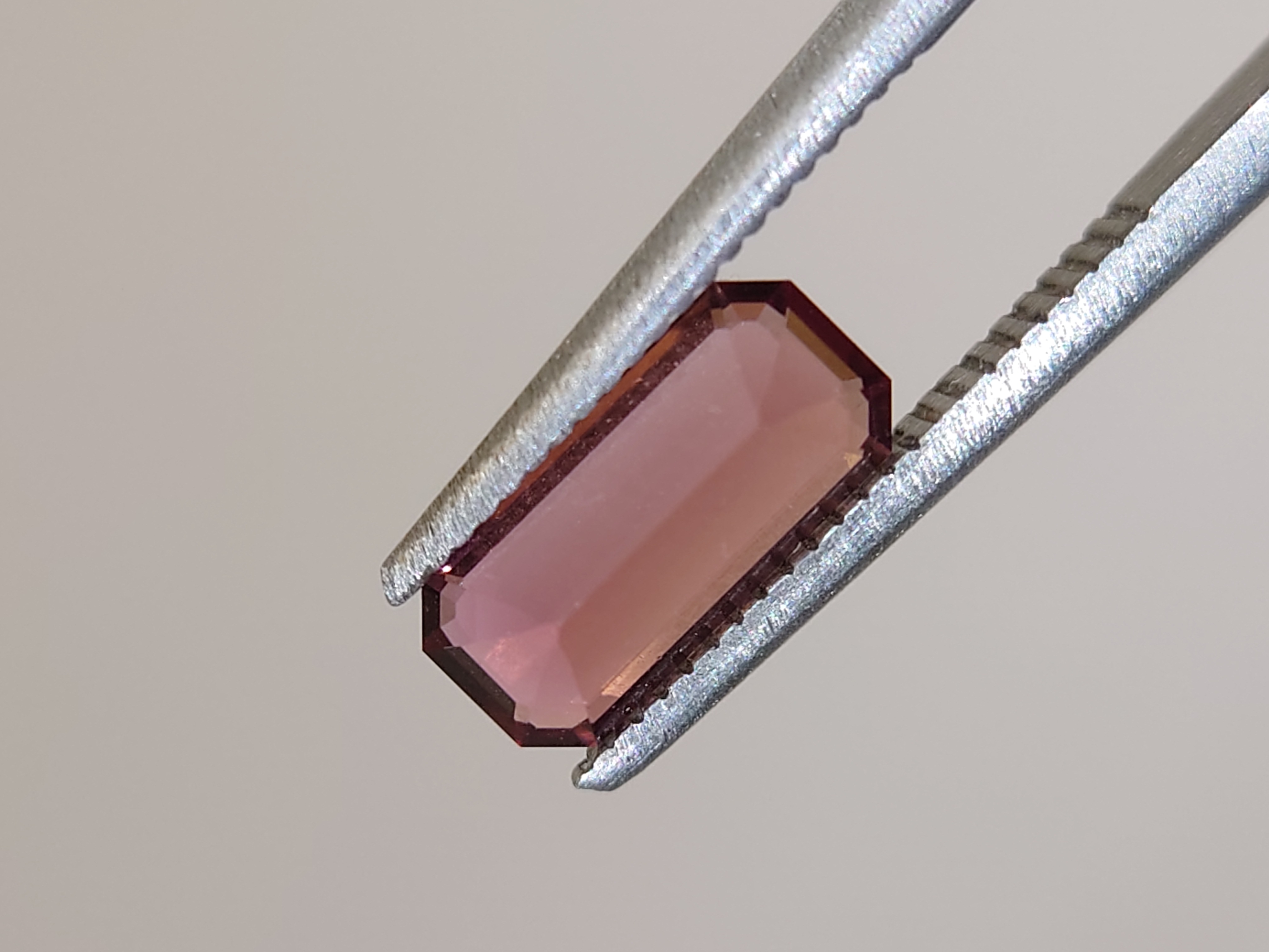 1.05 Ct. Emerald cut peach pink Tourmaline from Nigeria