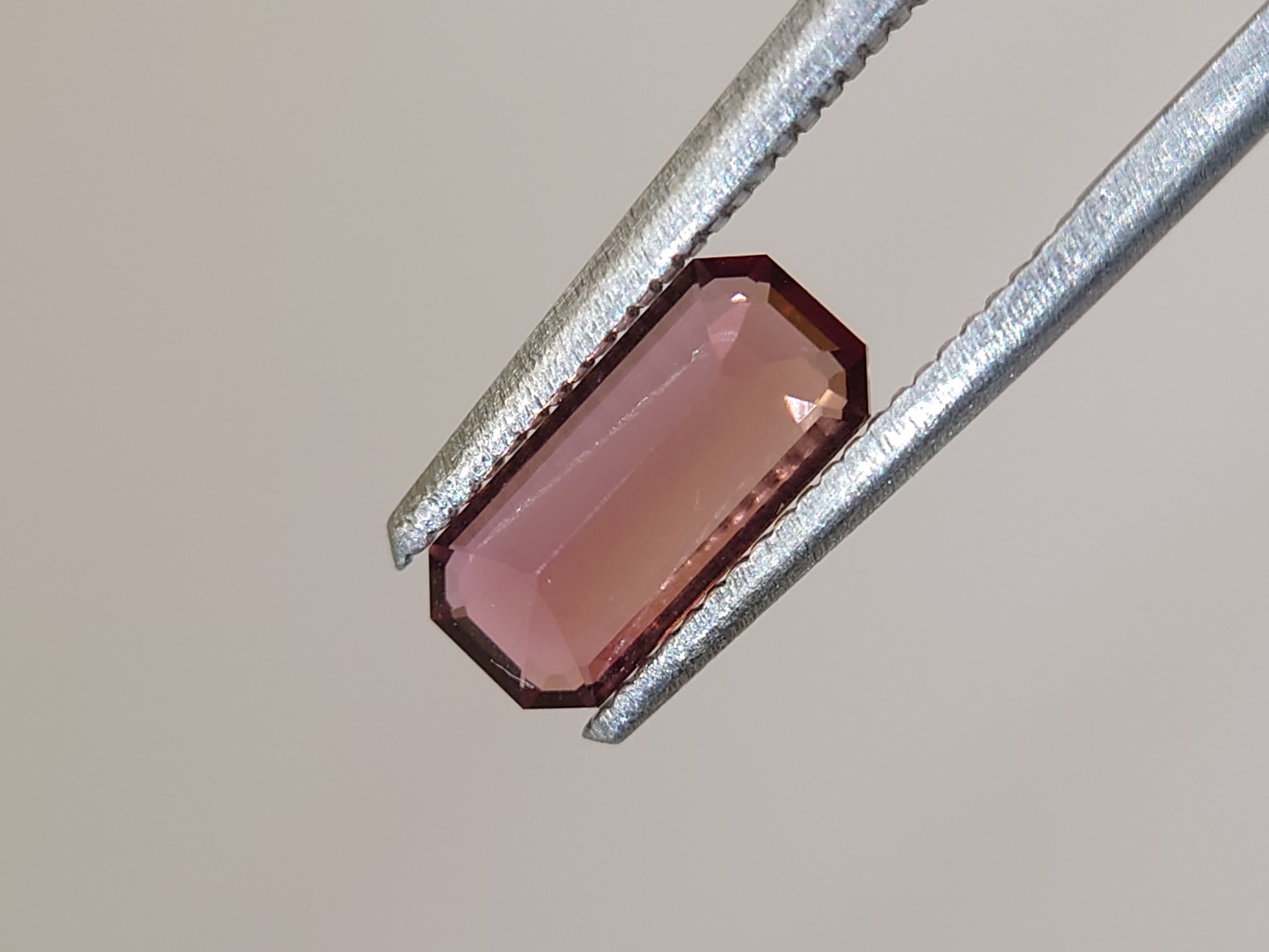 1.05 Ct. Emerald cut peach pink Tourmaline from Nigeria