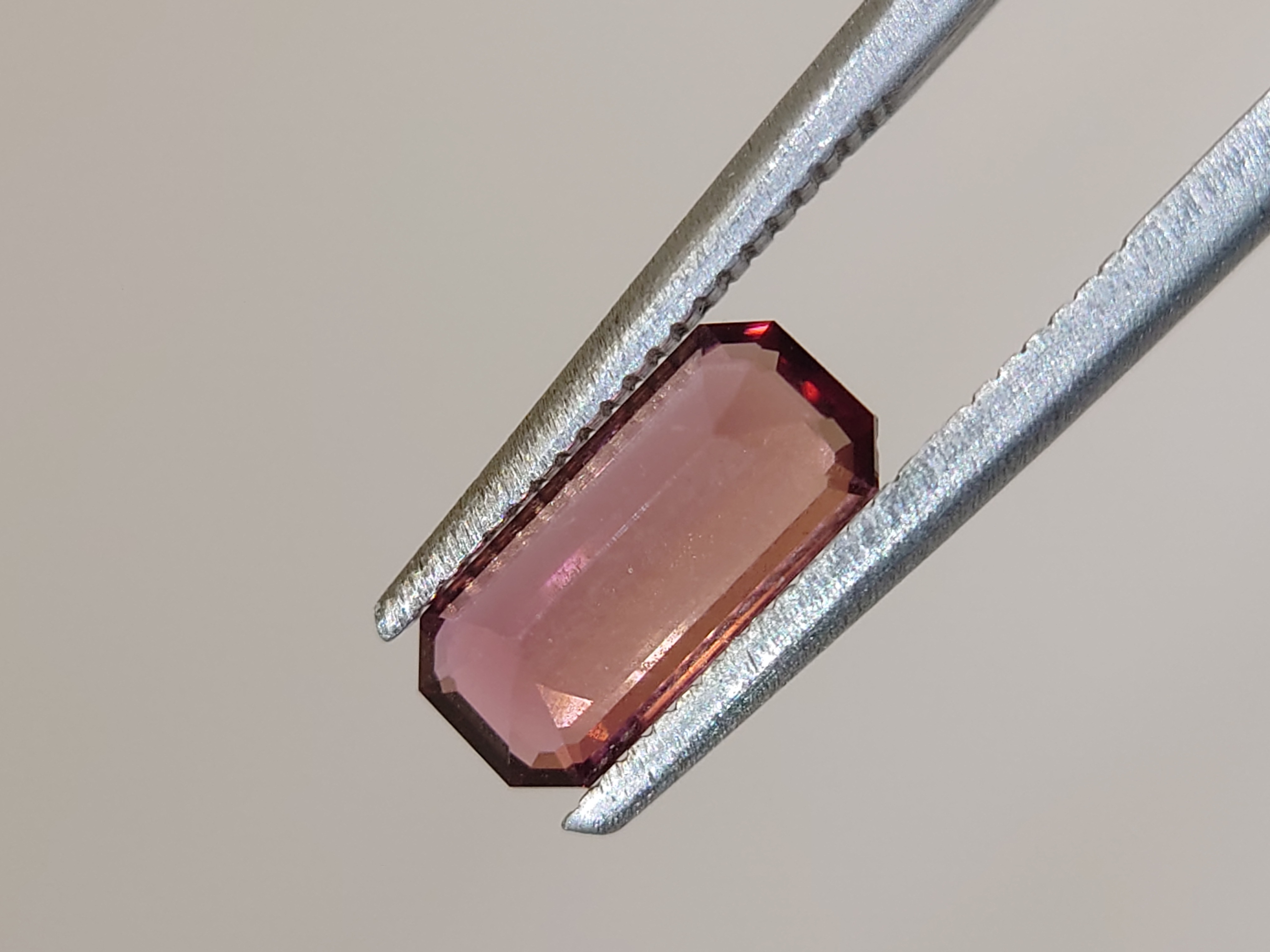 1.05 Ct. Emerald cut peach pink Tourmaline from Nigeria
