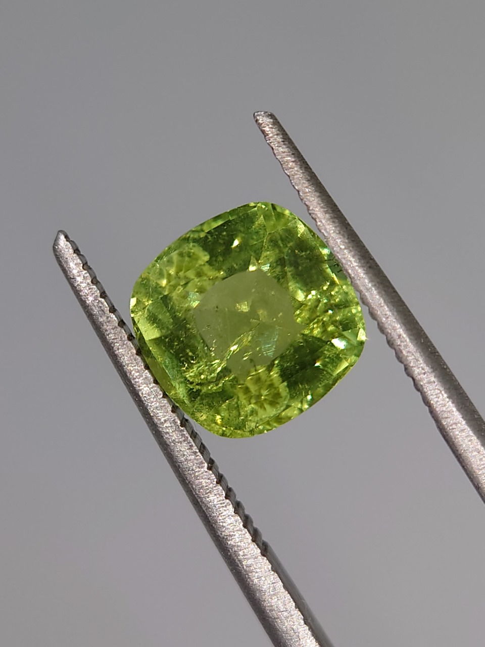 2.3ct Parrot Green Cushion Cut Tourmaline from Afghanistan