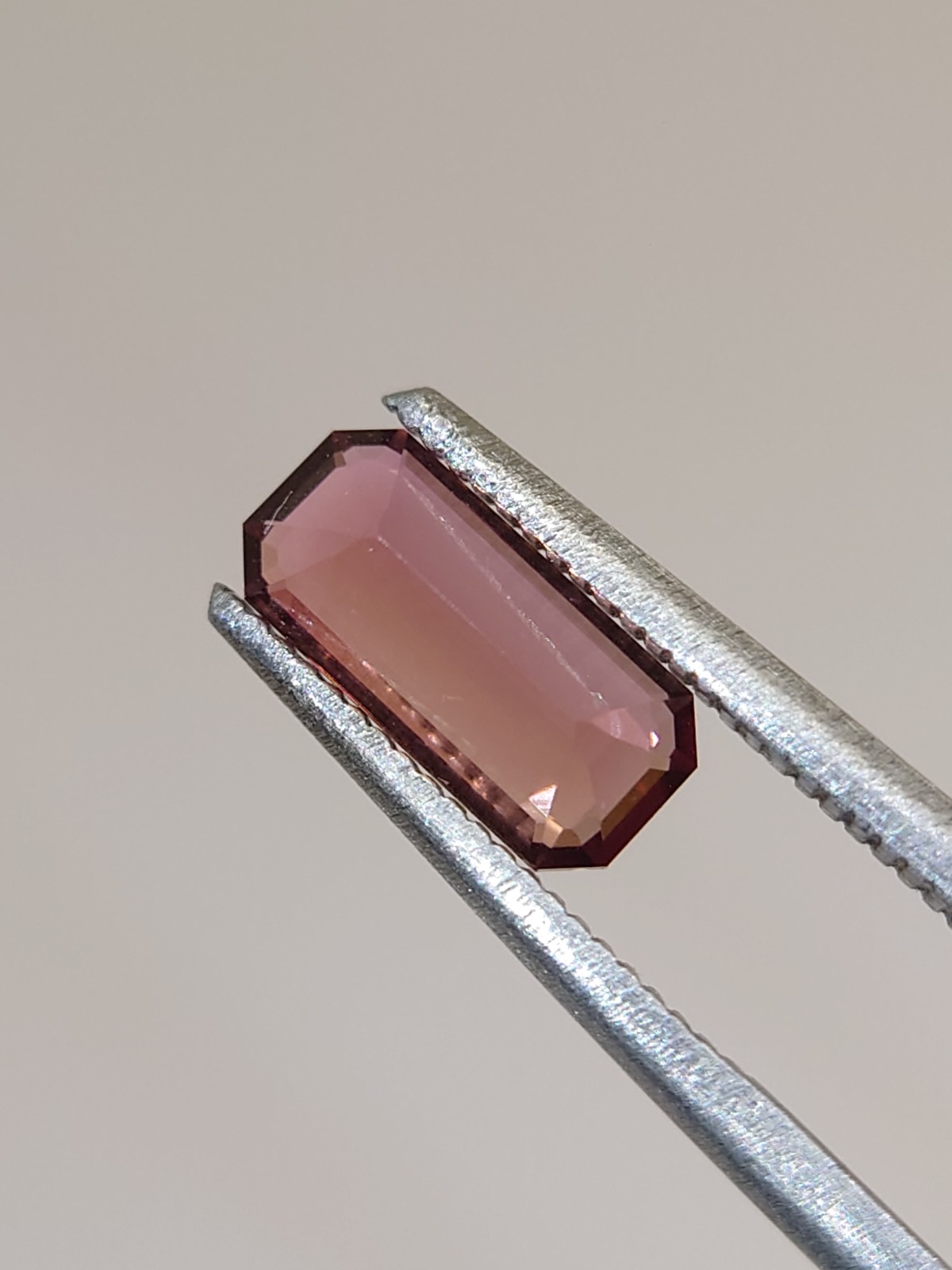 1.05ct Emerald cut peach pink Tourmaline from Nigeria