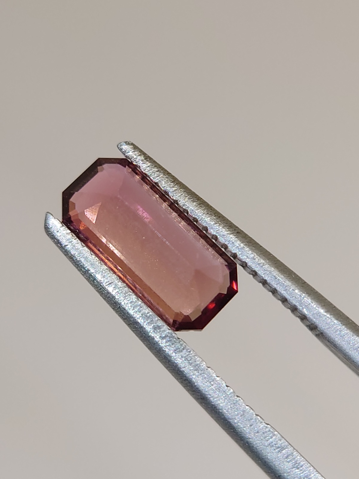 1.05ct Emerald cut peach pink Tourmaline from Nigeria