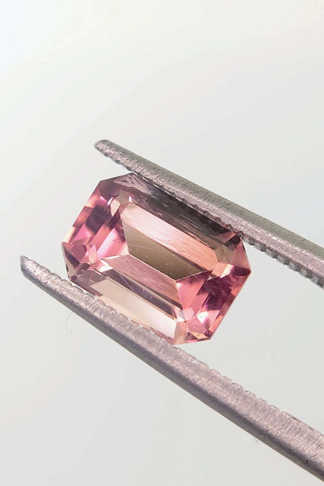 1.58ct Natural Emerald Cut Peach Pink Tourmaline from Afghanistan