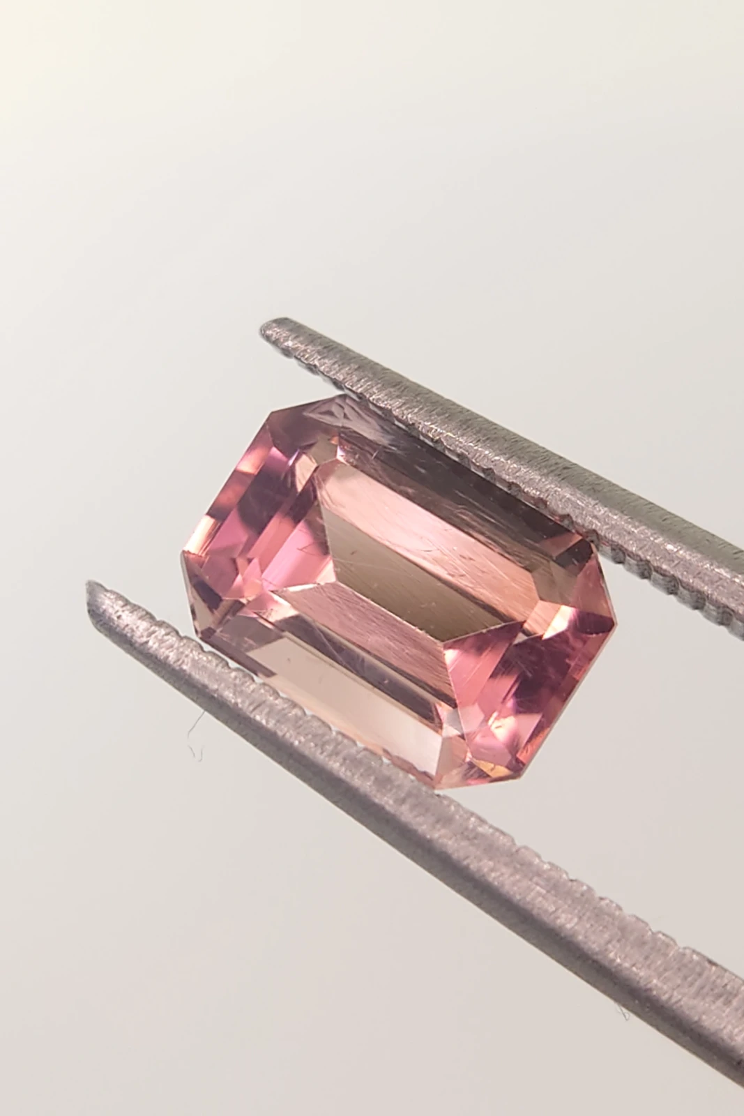 1.58ct Natural Emerald Cut Peach Pink Tourmaline from Afghanistan