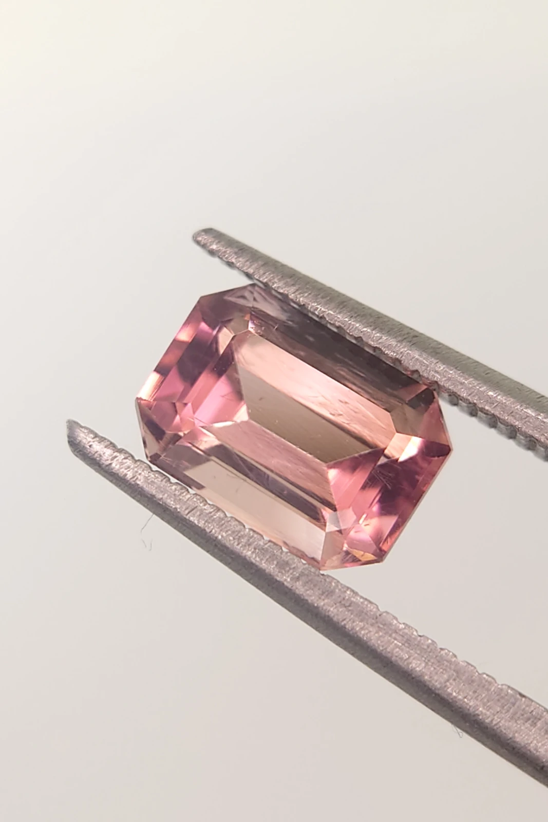 1.58ct Natural Emerald Cut Peach Pink Tourmaline from Afghanistan
