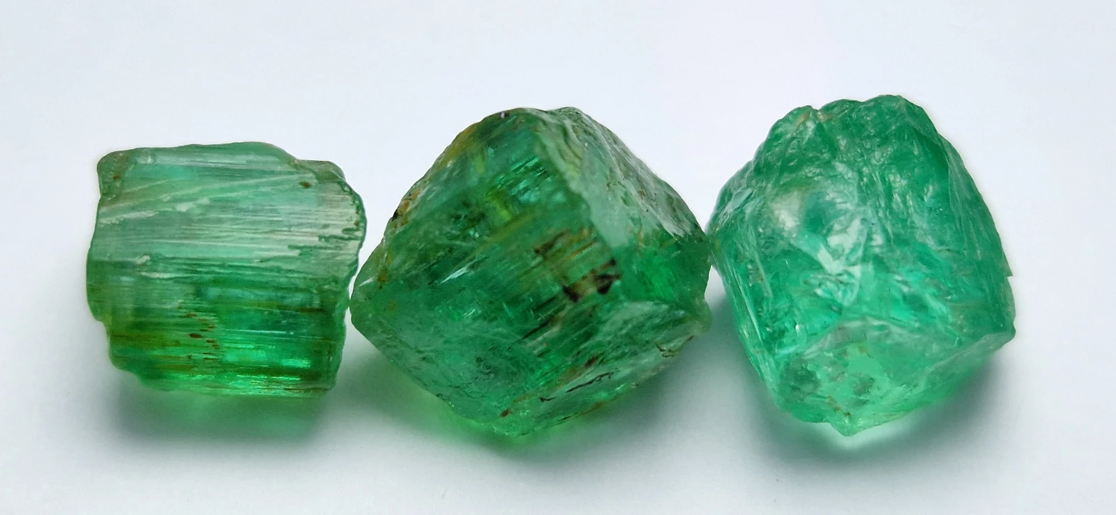 11.35ct Trio of Natural Bluish Green Emeralds from Afghanistan Panjsher