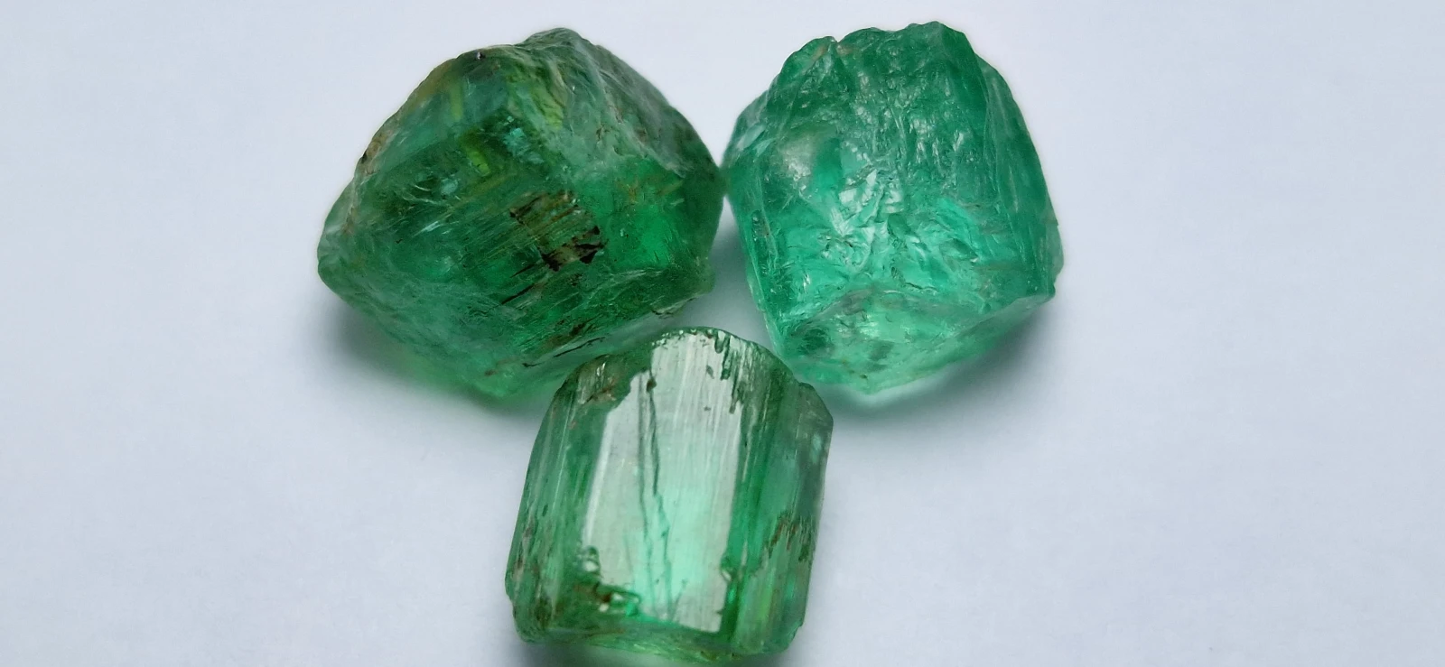 11.35ct Trio of Natural Bluish Green Emeralds from Afghanistan Panjsher