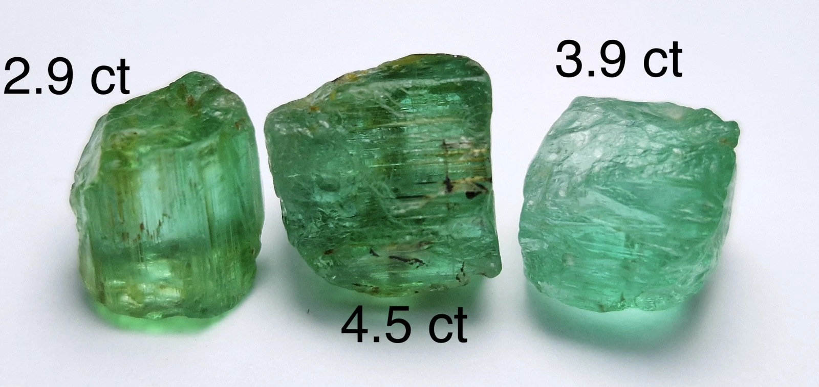 11.35ct Trio of Natural Bluish Green Emeralds from Afghanistan Panjsher