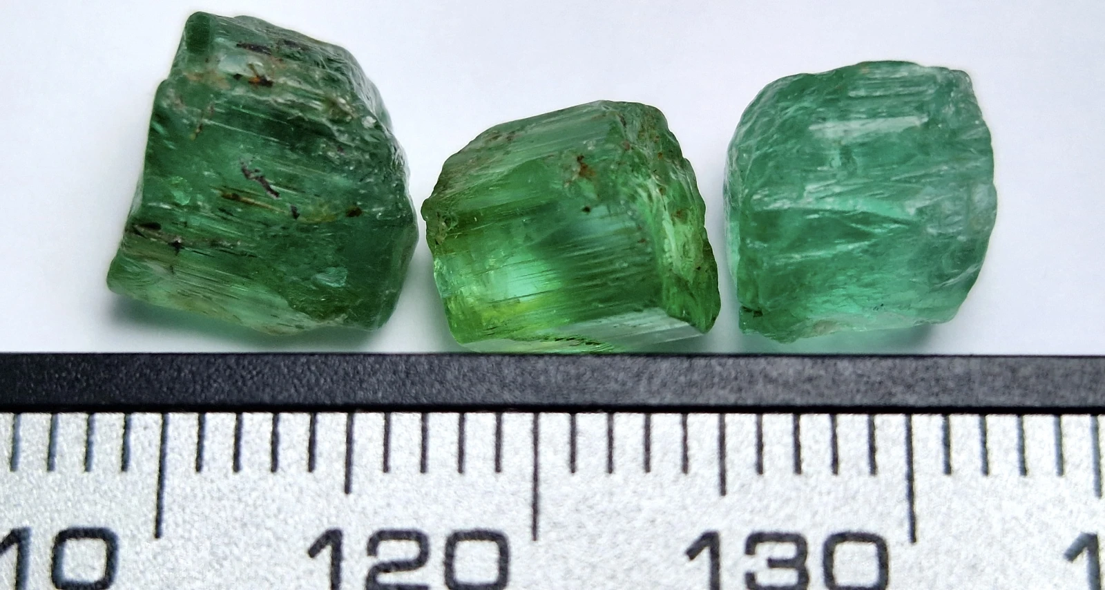 11.35ct Trio of Natural Bluish Green Emeralds from Afghanistan Panjsher
