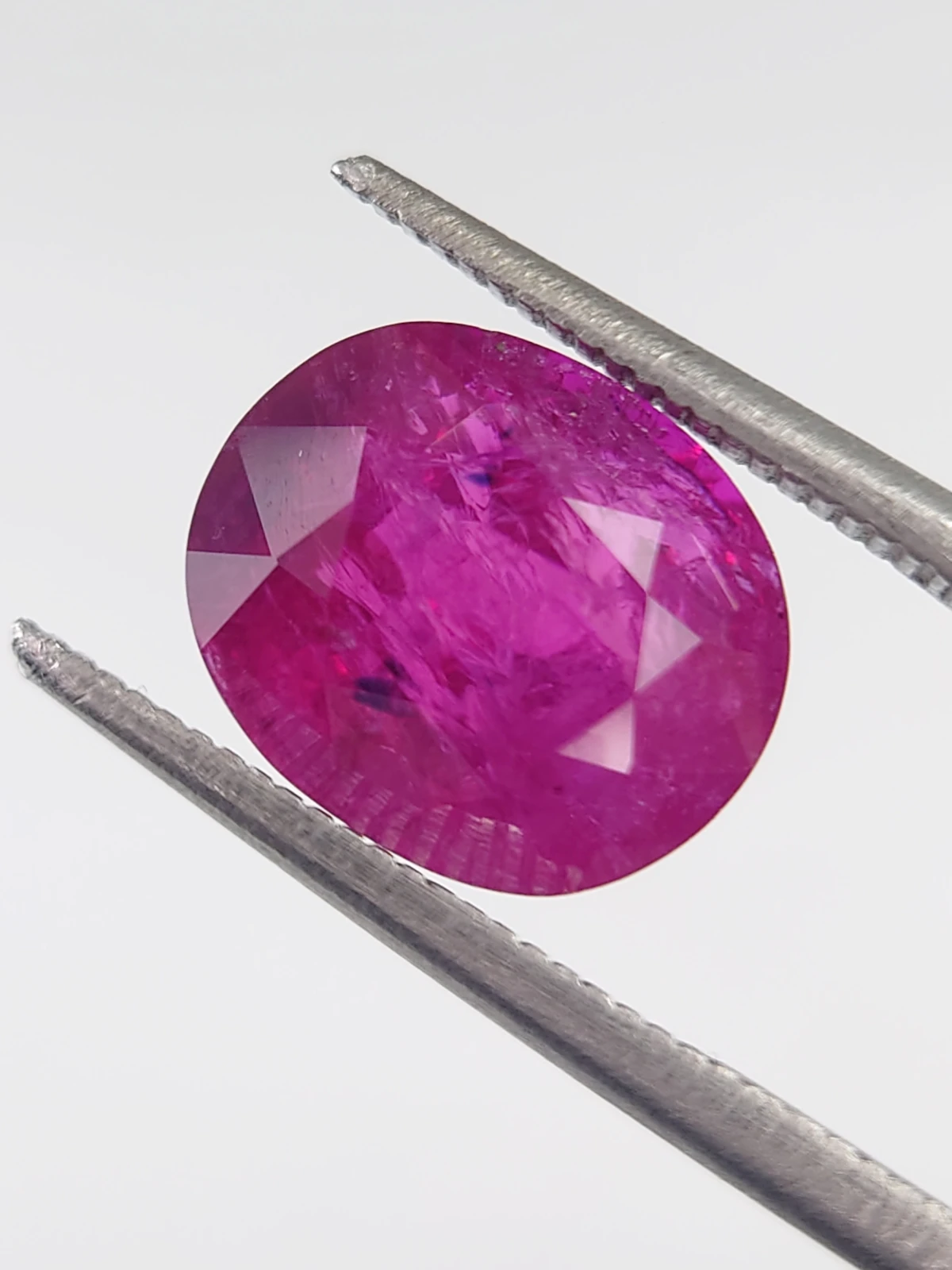 5.63ct Natural Oval Faceted Magenta Pink Ruby From Afghanistan