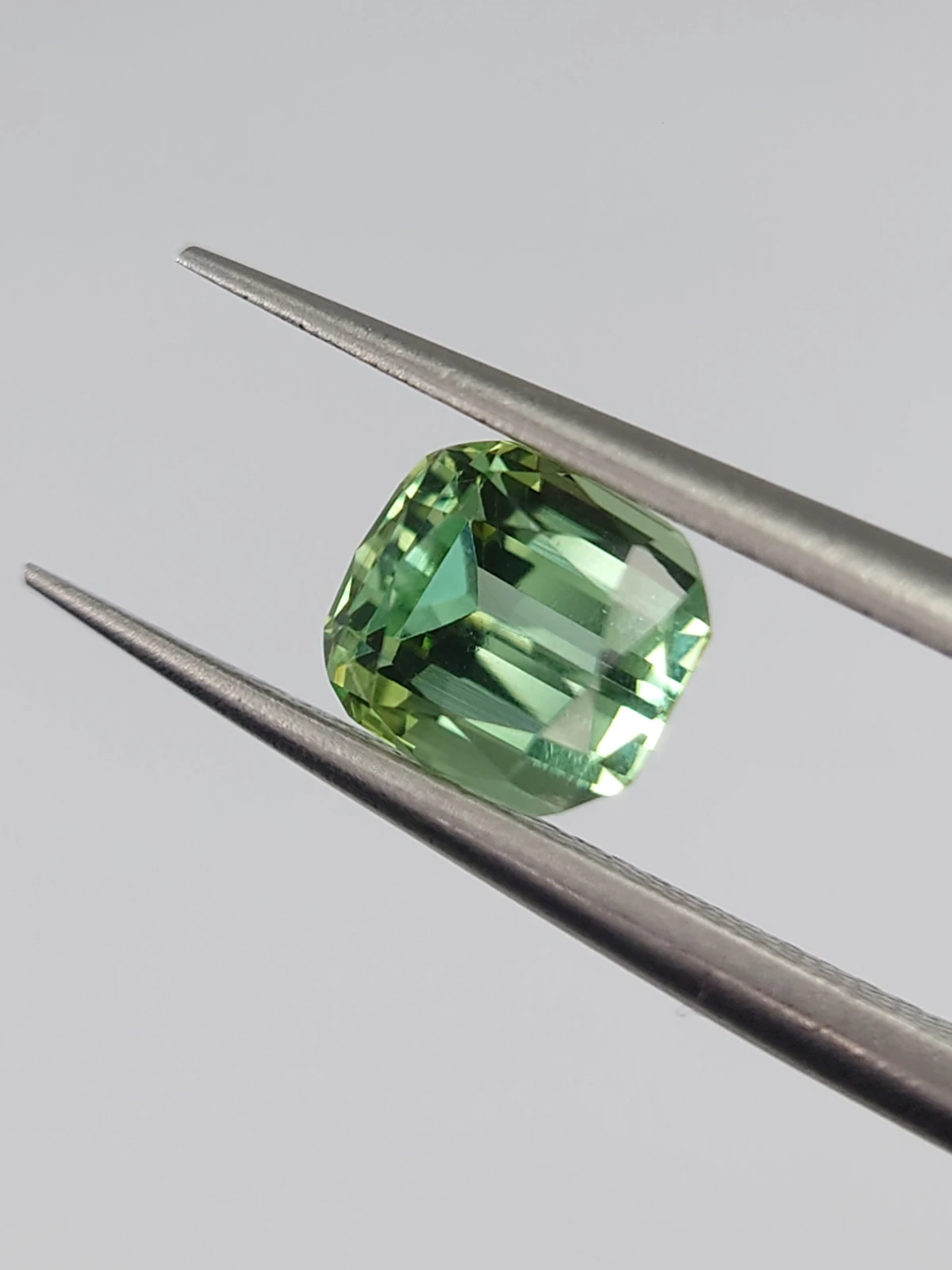 1.25ct Natural Mint Green Cushion Cut Tourmaline from Afghanistan
