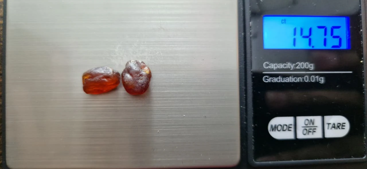14.7ct Rough Facet Grade Spessartite Pair from Nigeria