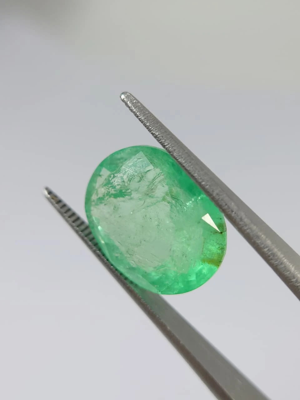 7.7ct Oval Faceted Minor Oiled Panjshir Emerald from Afghanistan