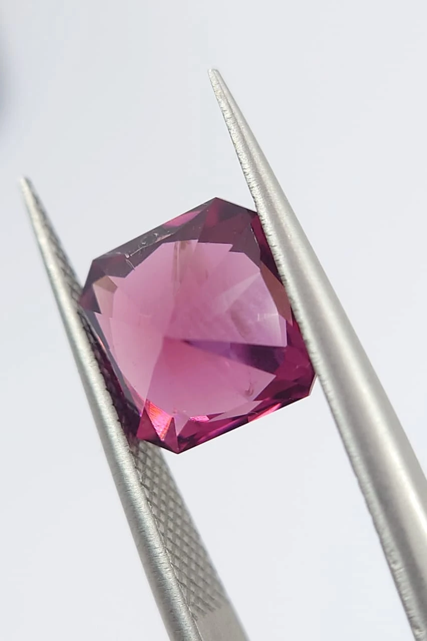 3.33ct Natural Pinkish Red Rhodolite Garnet Emerald Cut Loose Gemstone From Tanzania