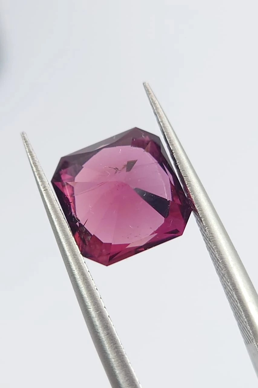 3.33ct Natural Pinkish Red Rhodolite Garnet Emerald Cut Loose Gemstone From Tanzania