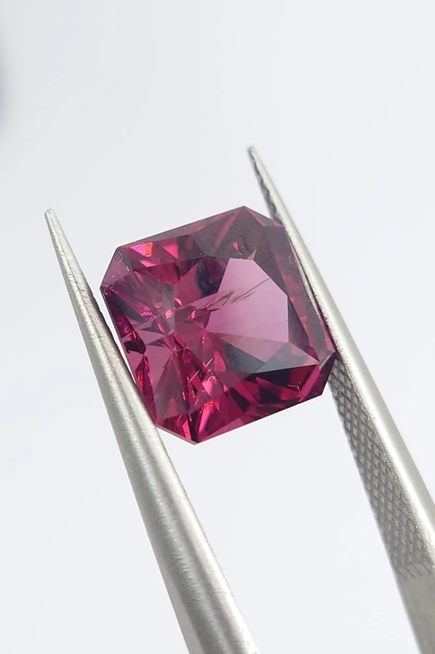 3.33ct Natural Pinkish Red Rhodolite Garnet Emerald Cut Loose Gemstone From Tanzania