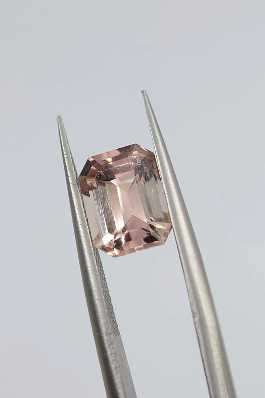 2ct Natural Peach Tourmaline Emerald Cut Loose Gemstone From Afghanistan