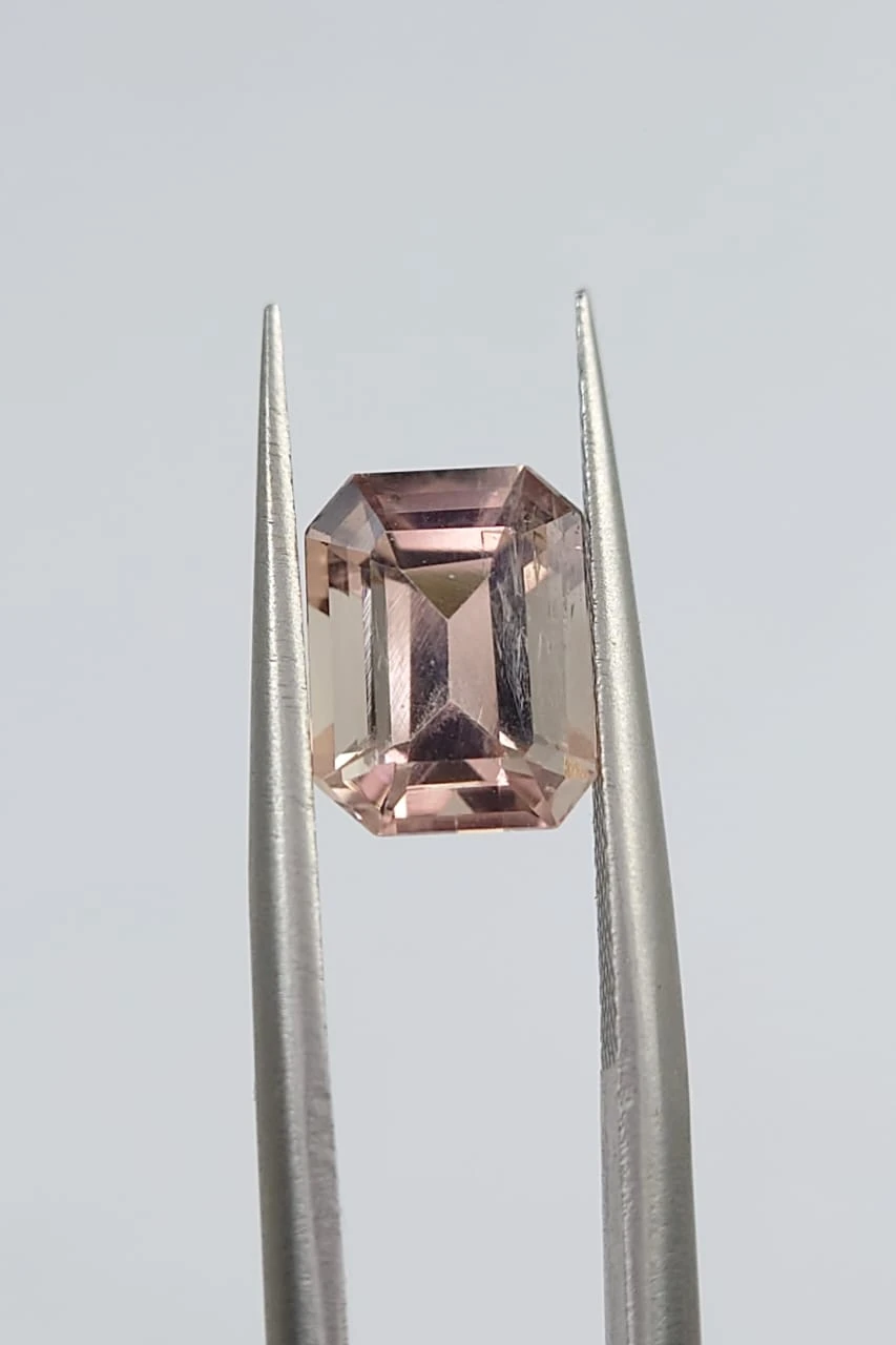 2ct Natural Peach Tourmaline Emerald Cut Loose Gemstone From Afghanistan