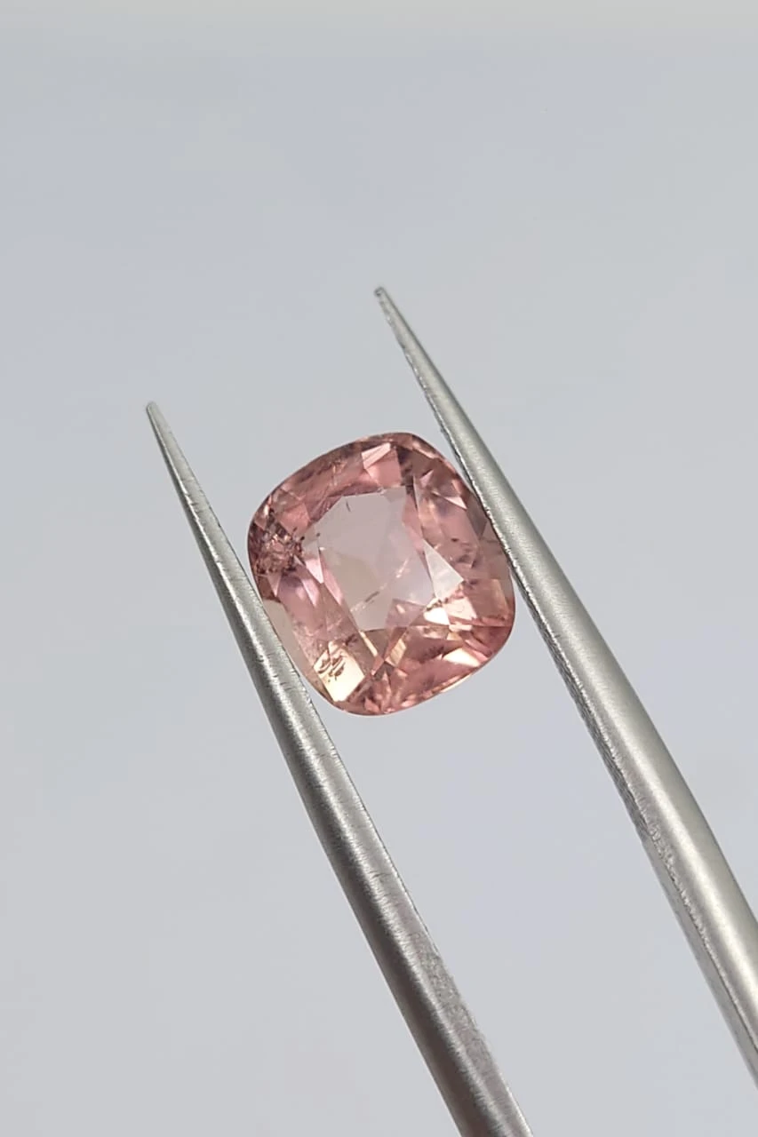1.95ct Natural Peach Tourmaline Cushion cut Loose Gemstone From Afghanistan