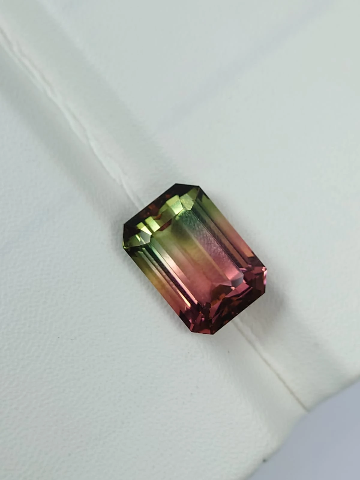 15.74ct Natural Stunning Bicolor Tourmaline Emerald Cut Loose Gemstone from Afghanistan