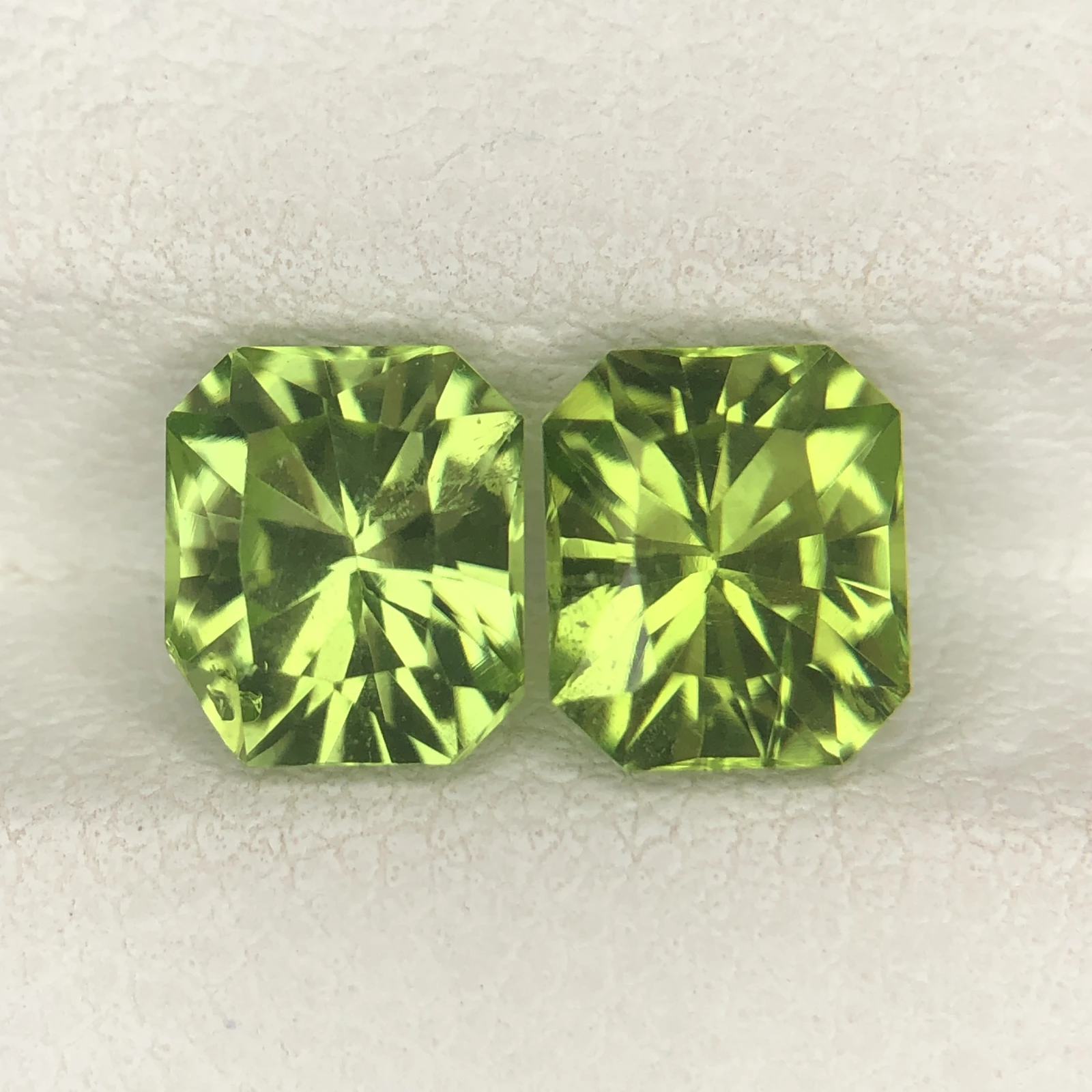 2.55 ct Natural Peridot loose gemstone pair fancy octagon cut