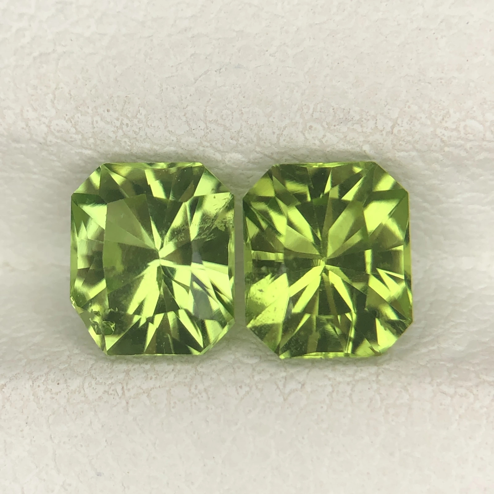 2.55 ct Natural Peridot loose gemstone pair fancy octagon cut